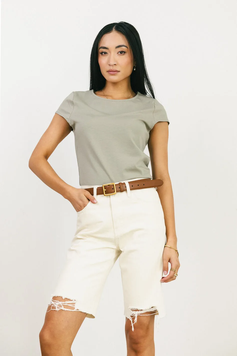 Marlene Denim Shorts in Ivory