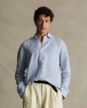 Mid Blue Stripe Linen Popover