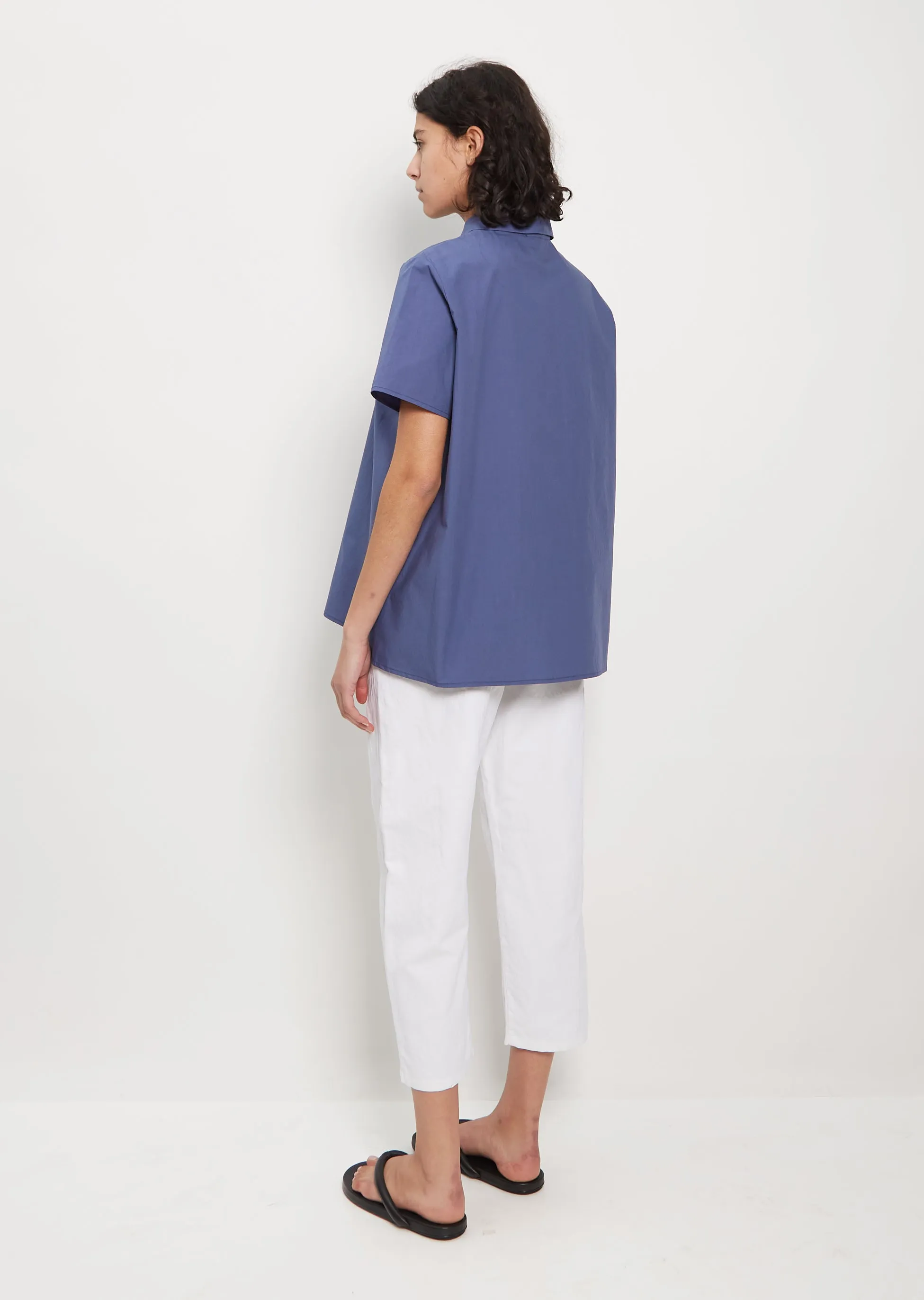 Mini Collar 2-Button Shirt — Sugar Blue