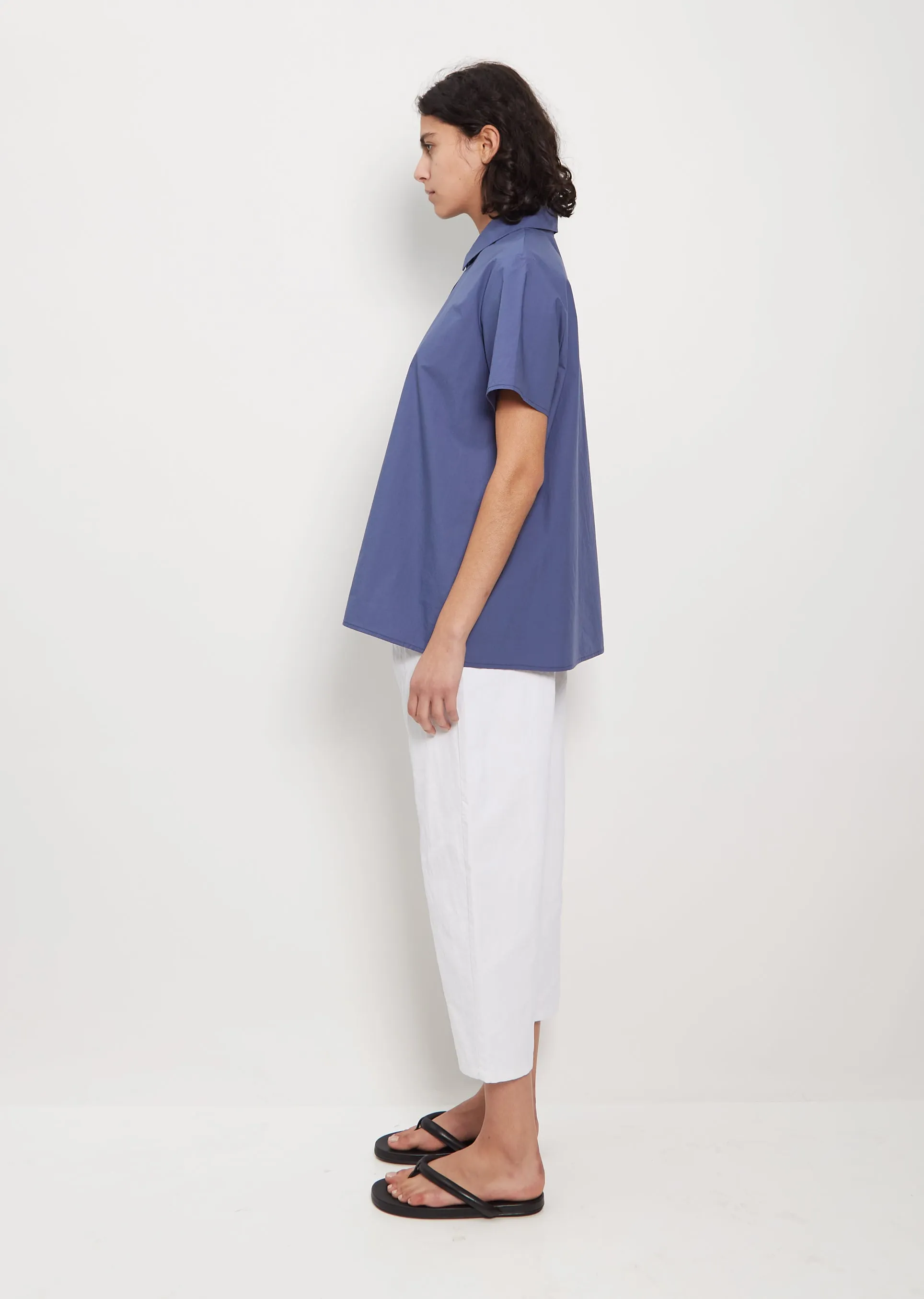 Mini Collar 2-Button Shirt — Sugar Blue