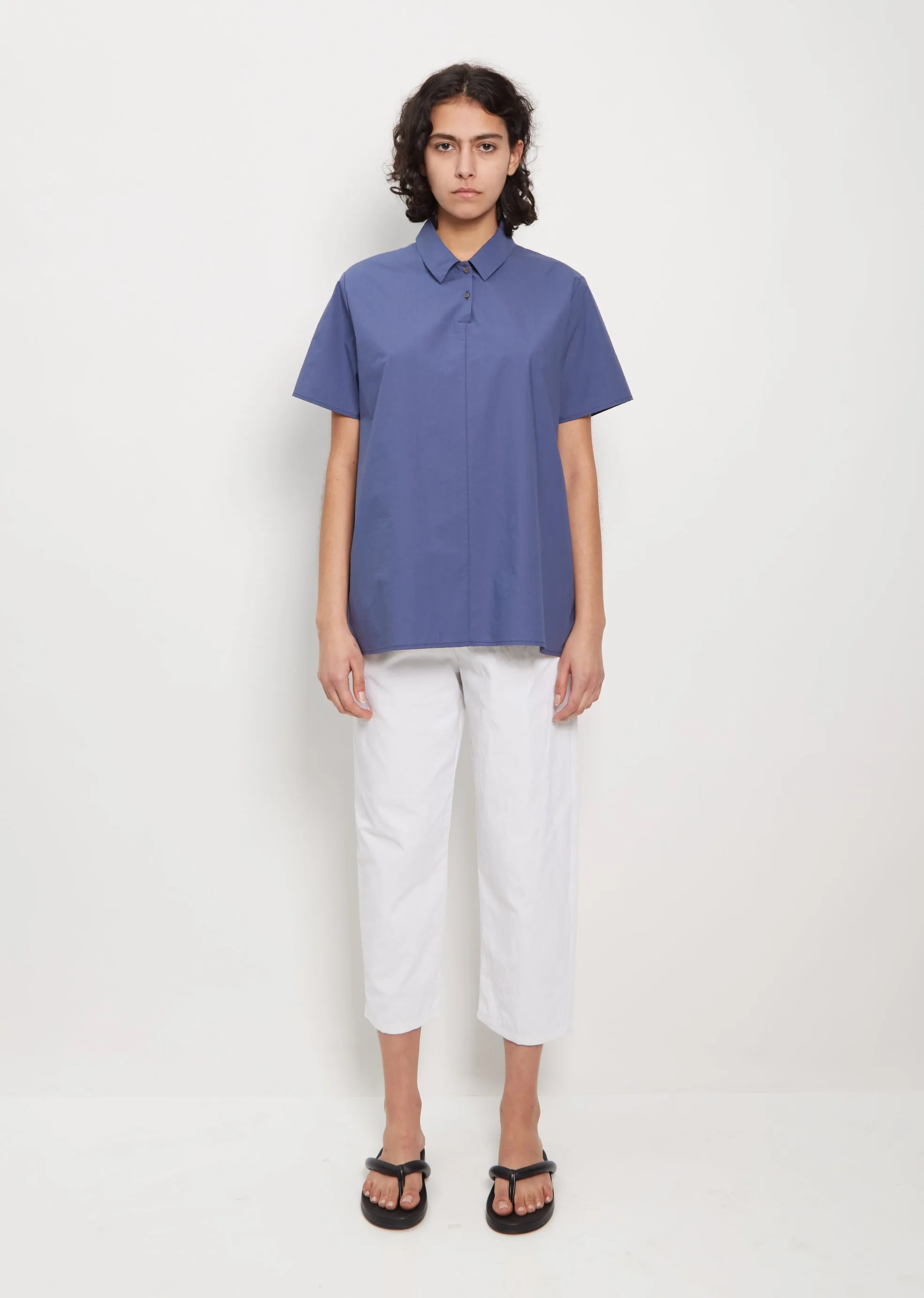 Mini Collar 2-Button Shirt — Sugar Blue