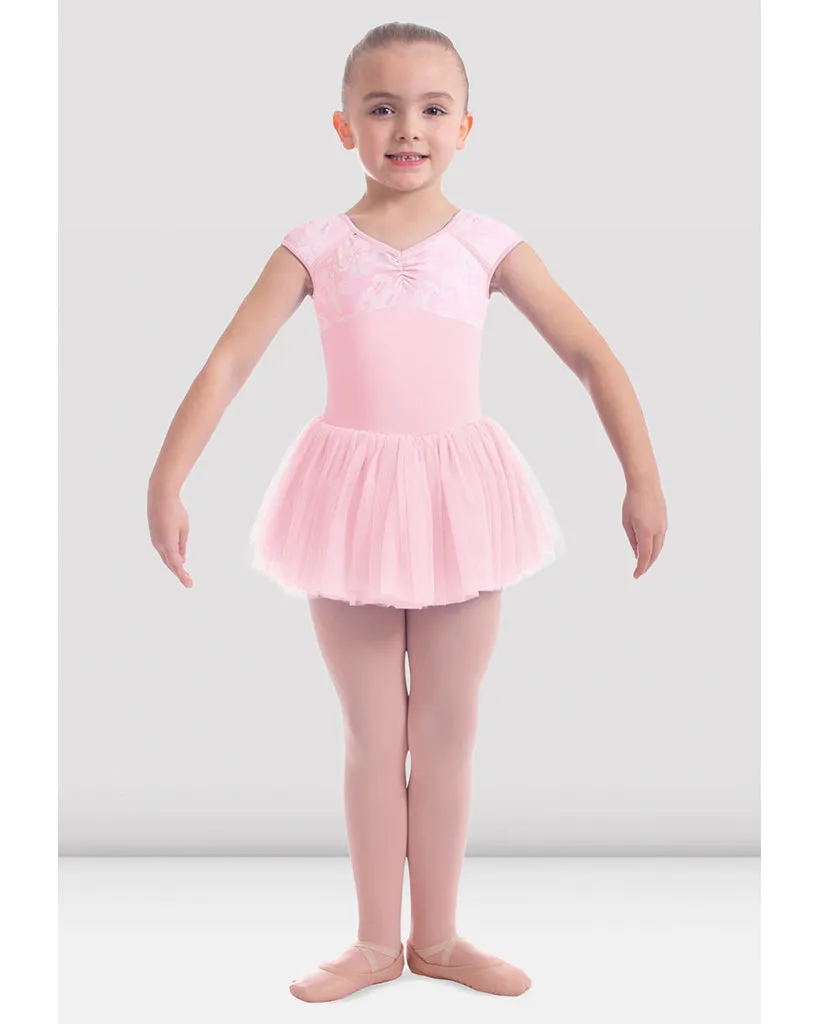 Mirella Soft Floral Printed Gathered Bodice Cap Sleeve Tutu Ballet Dress - M1541C Girls