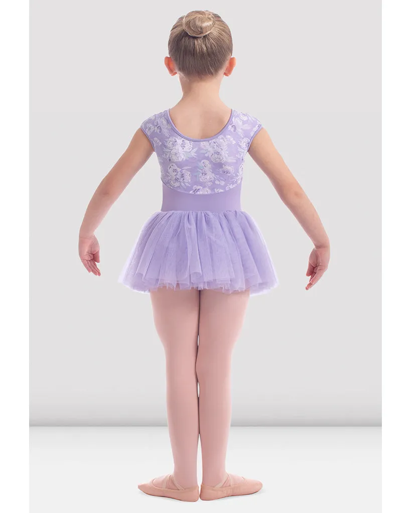 Mirella Soft Floral Printed Gathered Bodice Cap Sleeve Tutu Ballet Dress - M1541C Girls