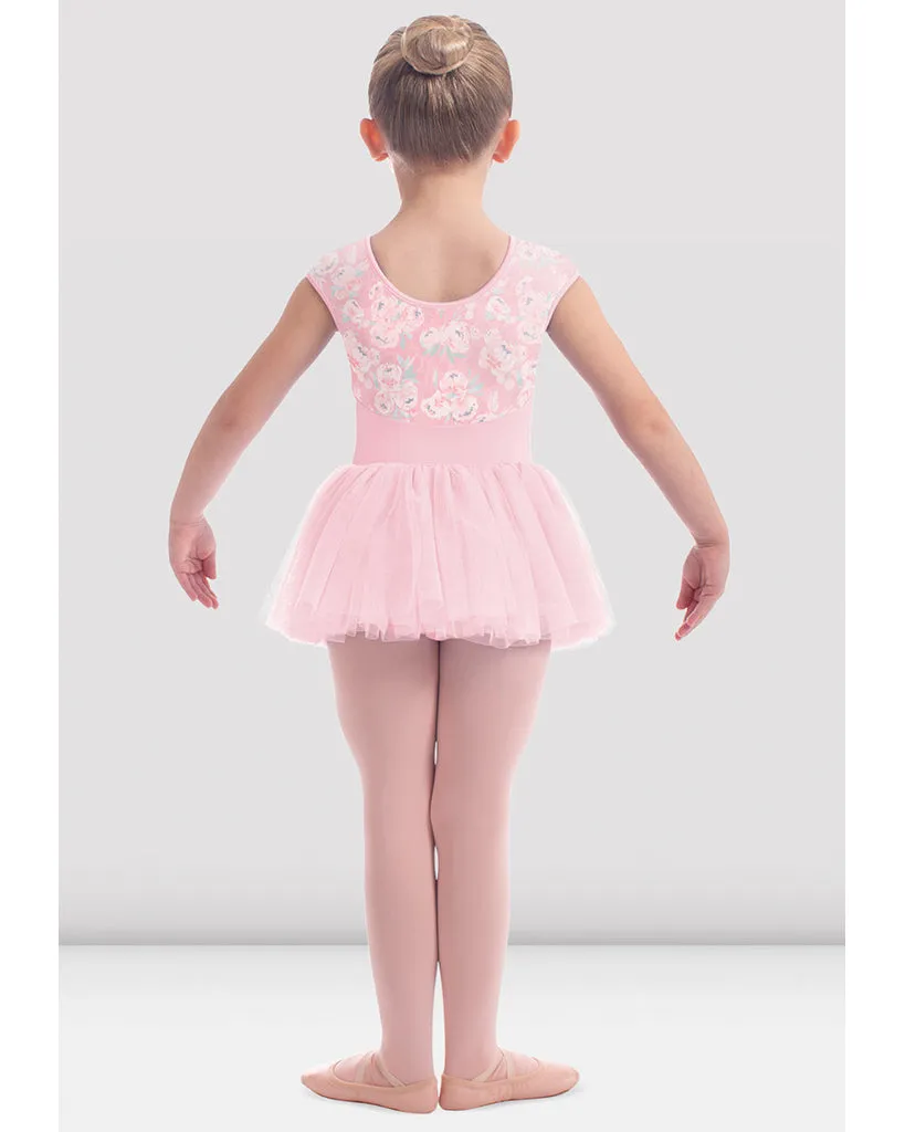 Mirella Soft Floral Printed Gathered Bodice Cap Sleeve Tutu Ballet Dress - M1541C Girls