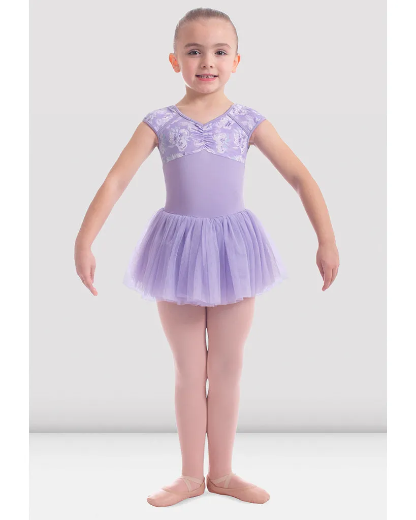 Mirella Soft Floral Printed Gathered Bodice Cap Sleeve Tutu Ballet Dress - M1541C Girls