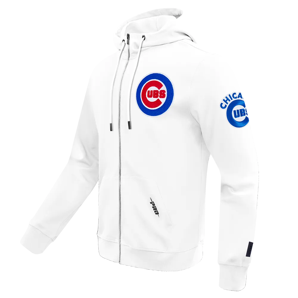 MLB CHICAGO CUBS CLASSIC CHENILLE MEN'S FZ PO HOODIE (WHITE)