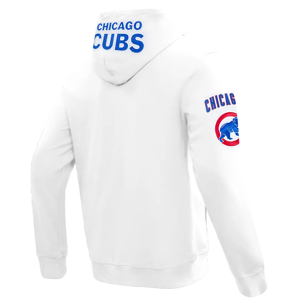 MLB CHICAGO CUBS CLASSIC CHENILLE MEN'S FZ PO HOODIE (WHITE)