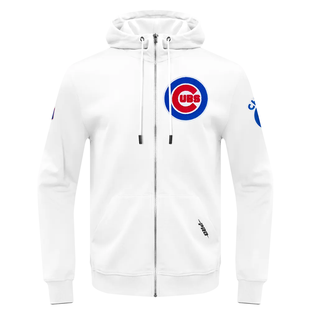 MLB CHICAGO CUBS CLASSIC CHENILLE MEN'S FZ PO HOODIE (WHITE)