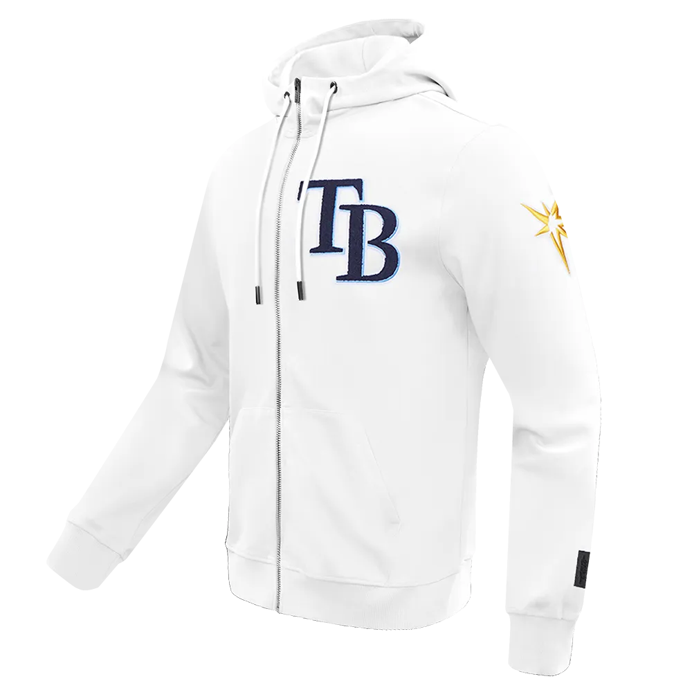 MLB TAMPA BAY RAYS CLASSIC CHENILLE MEN'S FZ PO HOODIE (WHITE)