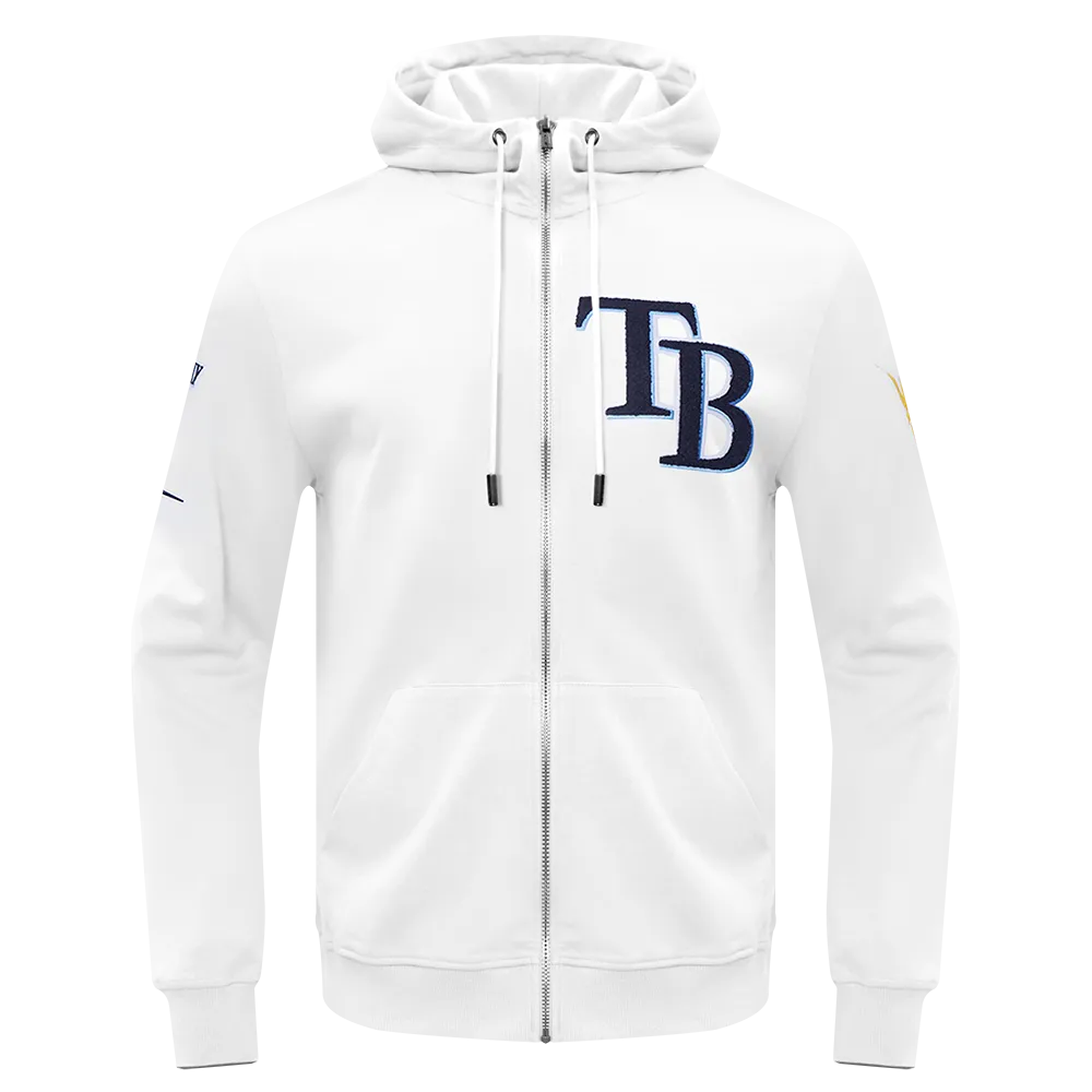 MLB TAMPA BAY RAYS CLASSIC CHENILLE MEN'S FZ PO HOODIE (WHITE)