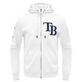 MLB TAMPA BAY RAYS CLASSIC CHENILLE MEN'S FZ PO HOODIE (WHITE)