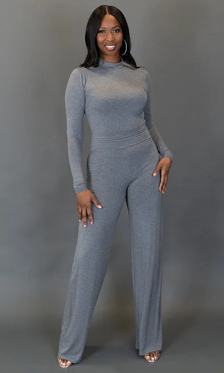 Mock Neck Bodysuit - Gray