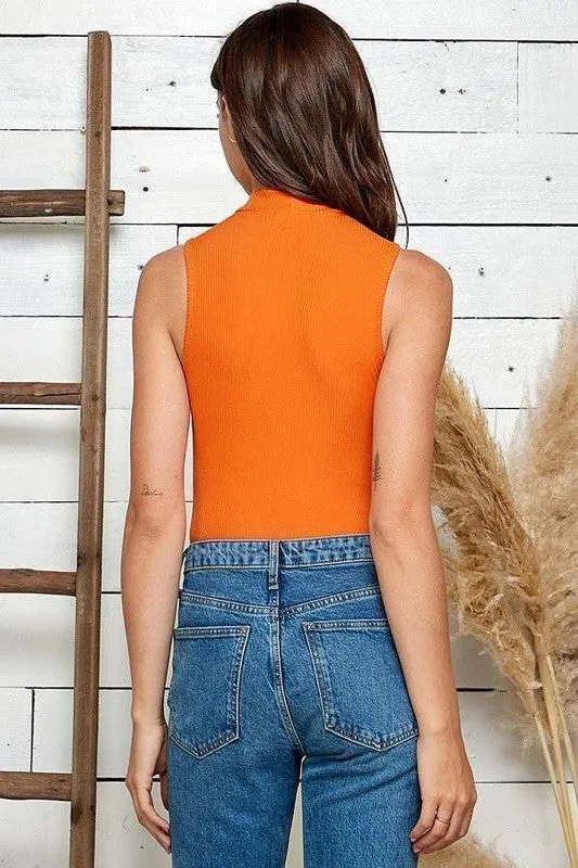 Mock Neck Ribbed Tank Bodysuit