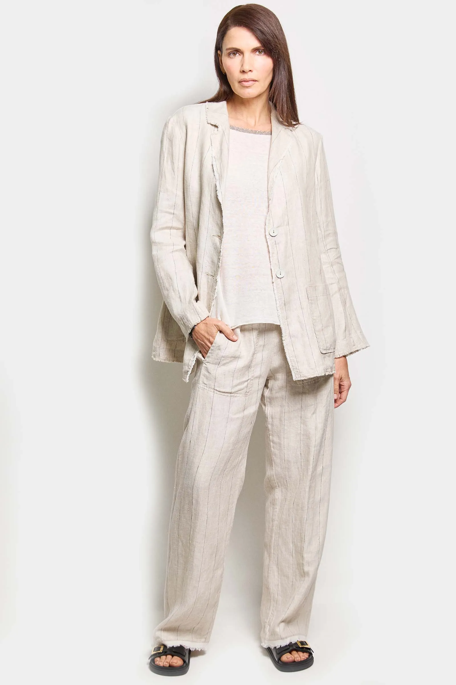 monty natural herringbone unlined jacket