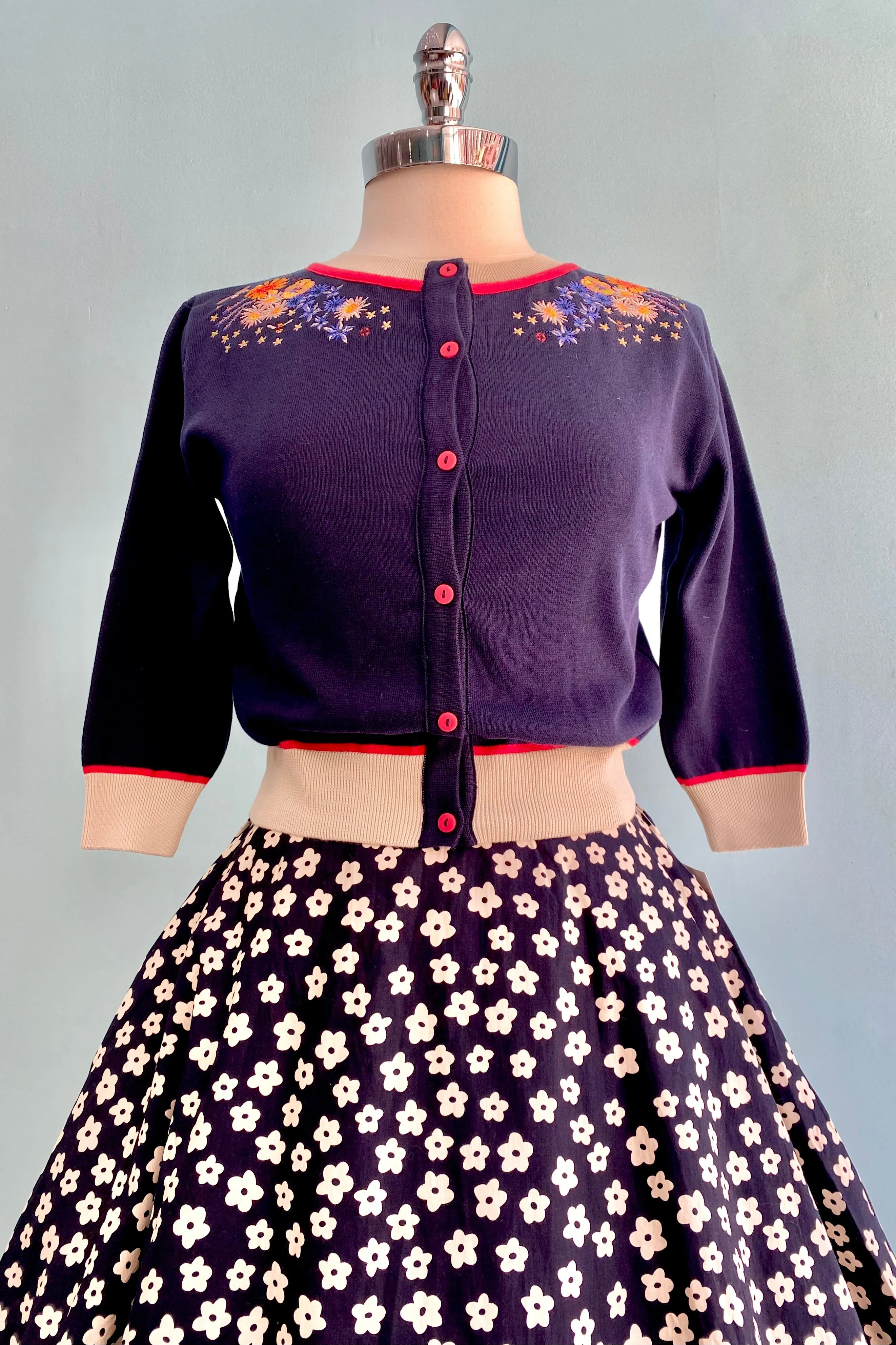 Navy Edible Flowers Vera Cardigan by Palava