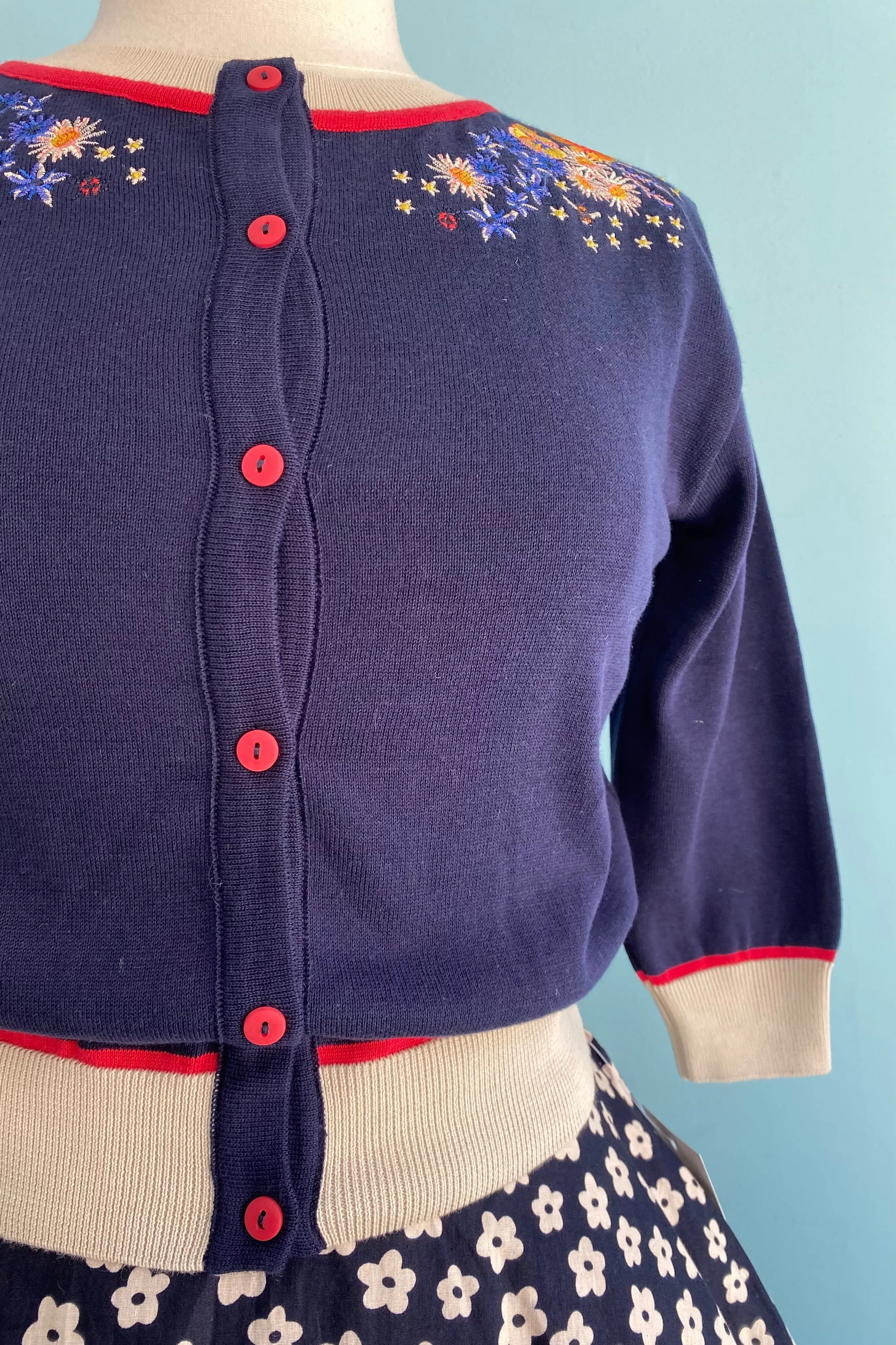 Navy Edible Flowers Vera Cardigan by Palava