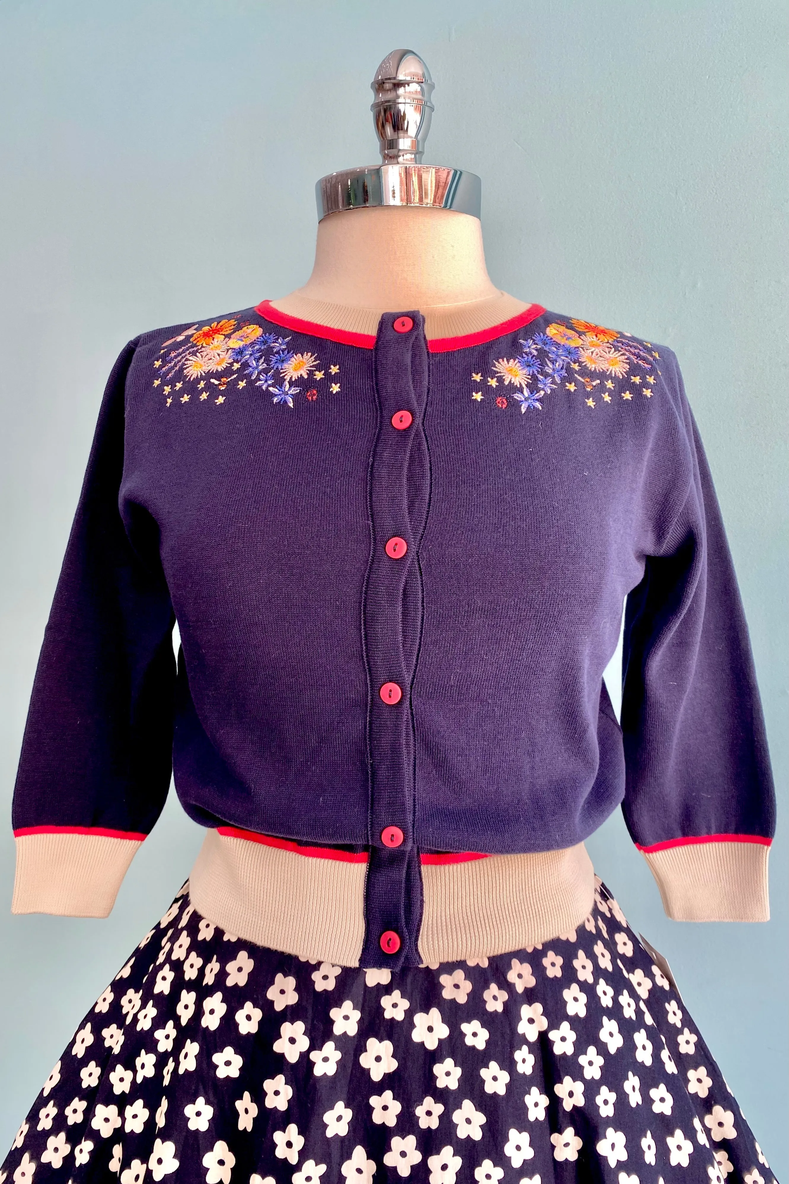 Navy Edible Flowers Vera Cardigan by Palava