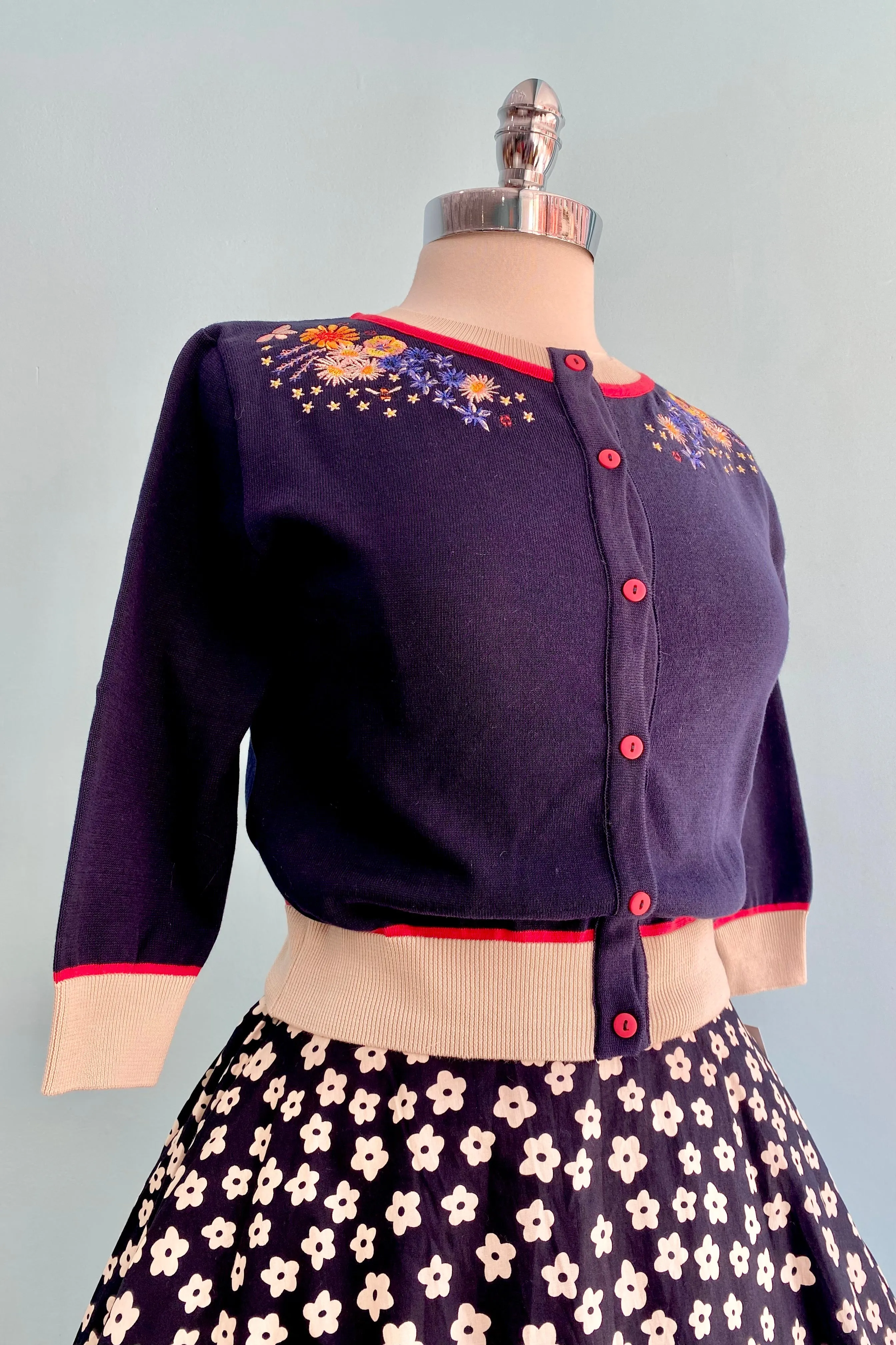 Navy Edible Flowers Vera Cardigan by Palava