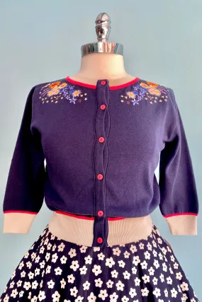 Navy Edible Flowers Vera Cardigan by Palava