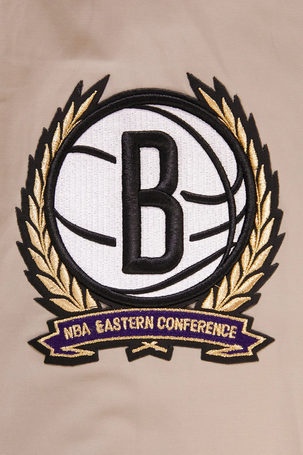 NBA BROOKLYN NETS HYBRID WOVEN MEN'S FZ PO HOODIE (KHAKI)