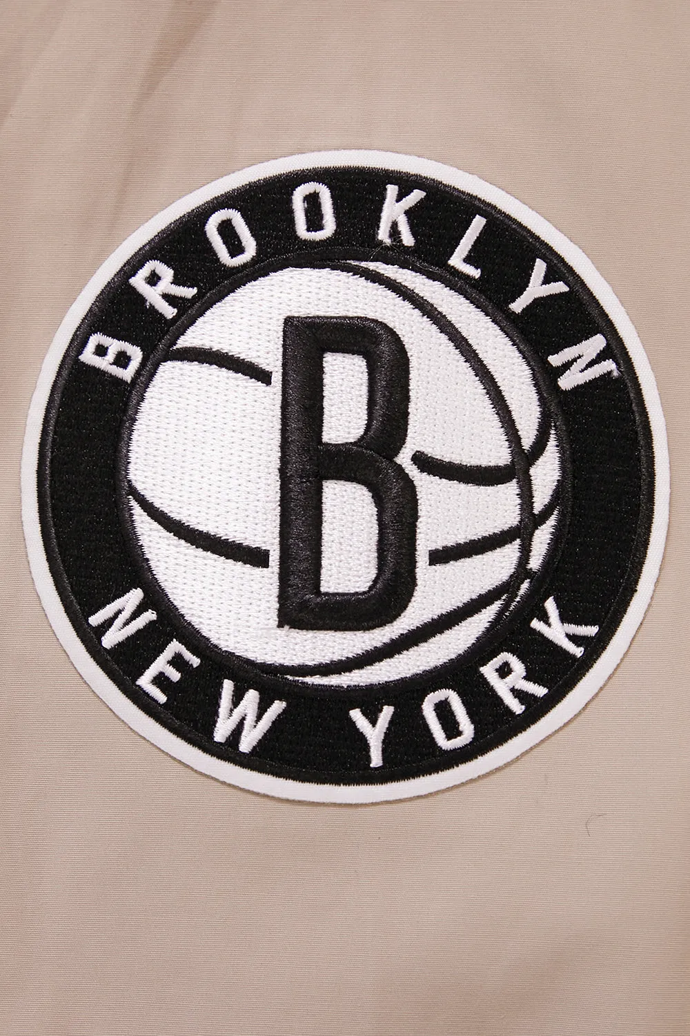 NBA BROOKLYN NETS HYBRID WOVEN MEN'S FZ PO HOODIE (KHAKI)