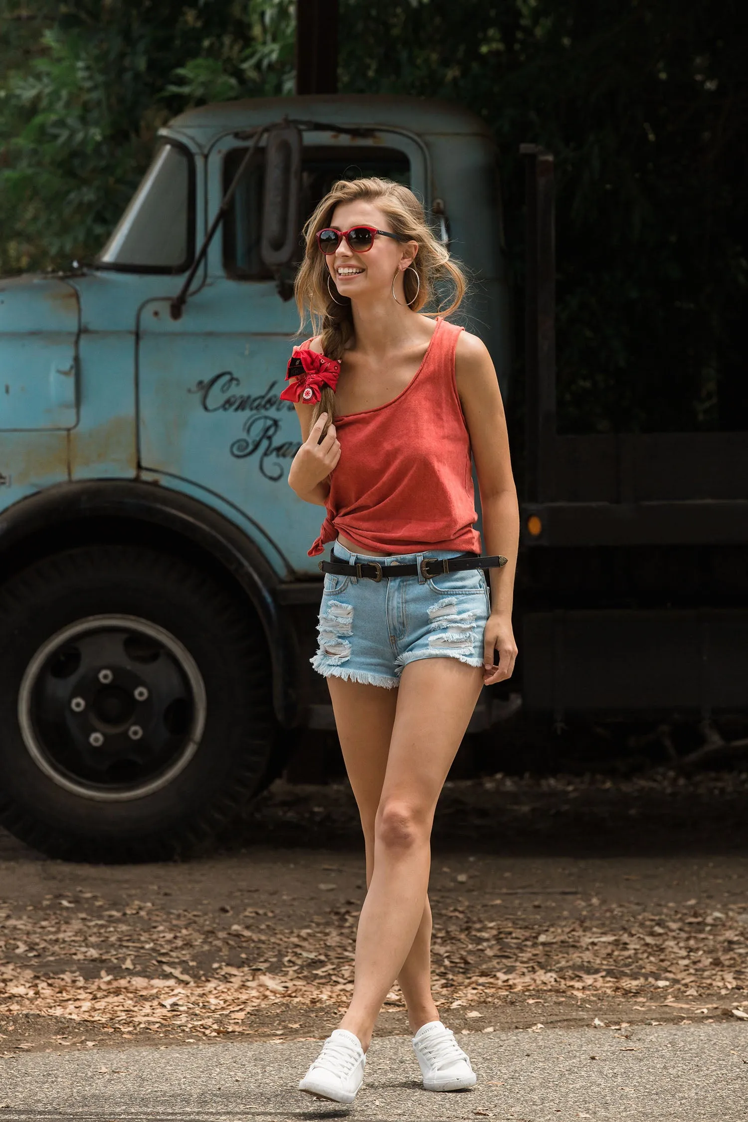 New Freedom High Waisted Distressed Denim Shorts Light Wash