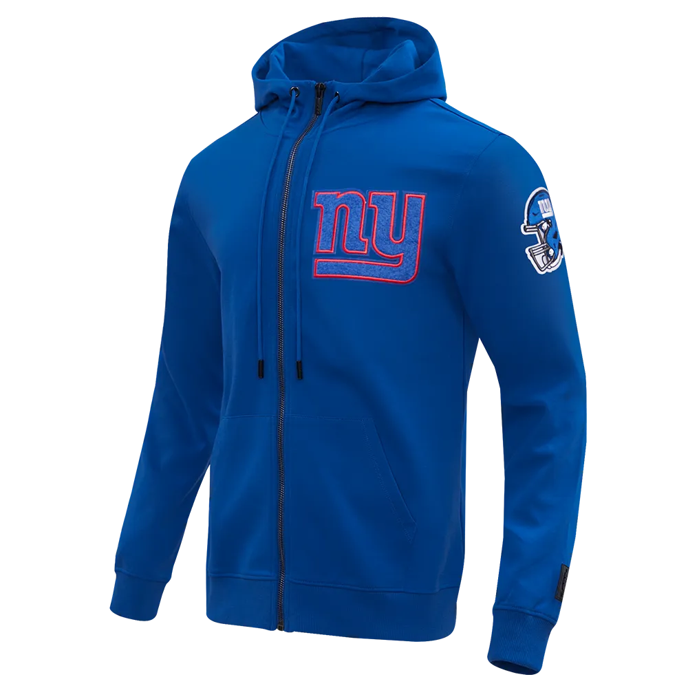 NFL NEW YORK GIANTS CLASSIC CHENILLE MEN'S FZ HOODIE (DODGER BLUE)