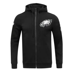 NFL PHILADELPHIA EAGLES CLASSIC CHENILLE MEN'S DK FZ HOODIE (BLACK)
