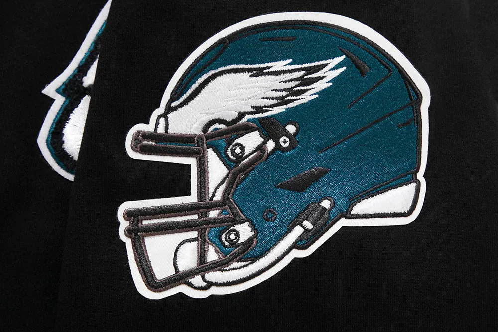 NFL PHILADELPHIA EAGLES CLASSIC CHENILLE MEN'S DK FZ HOODIE (BLACK)