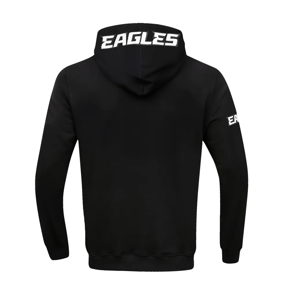 NFL PHILADELPHIA EAGLES CLASSIC CHENILLE MEN'S DK FZ HOODIE (BLACK)