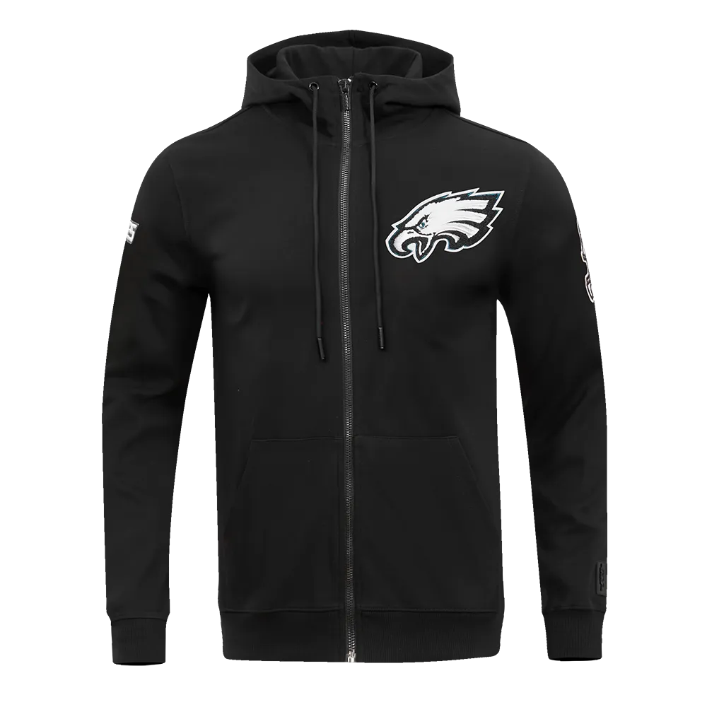 NFL PHILADELPHIA EAGLES CLASSIC CHENILLE MEN'S DK FZ HOODIE (BLACK)