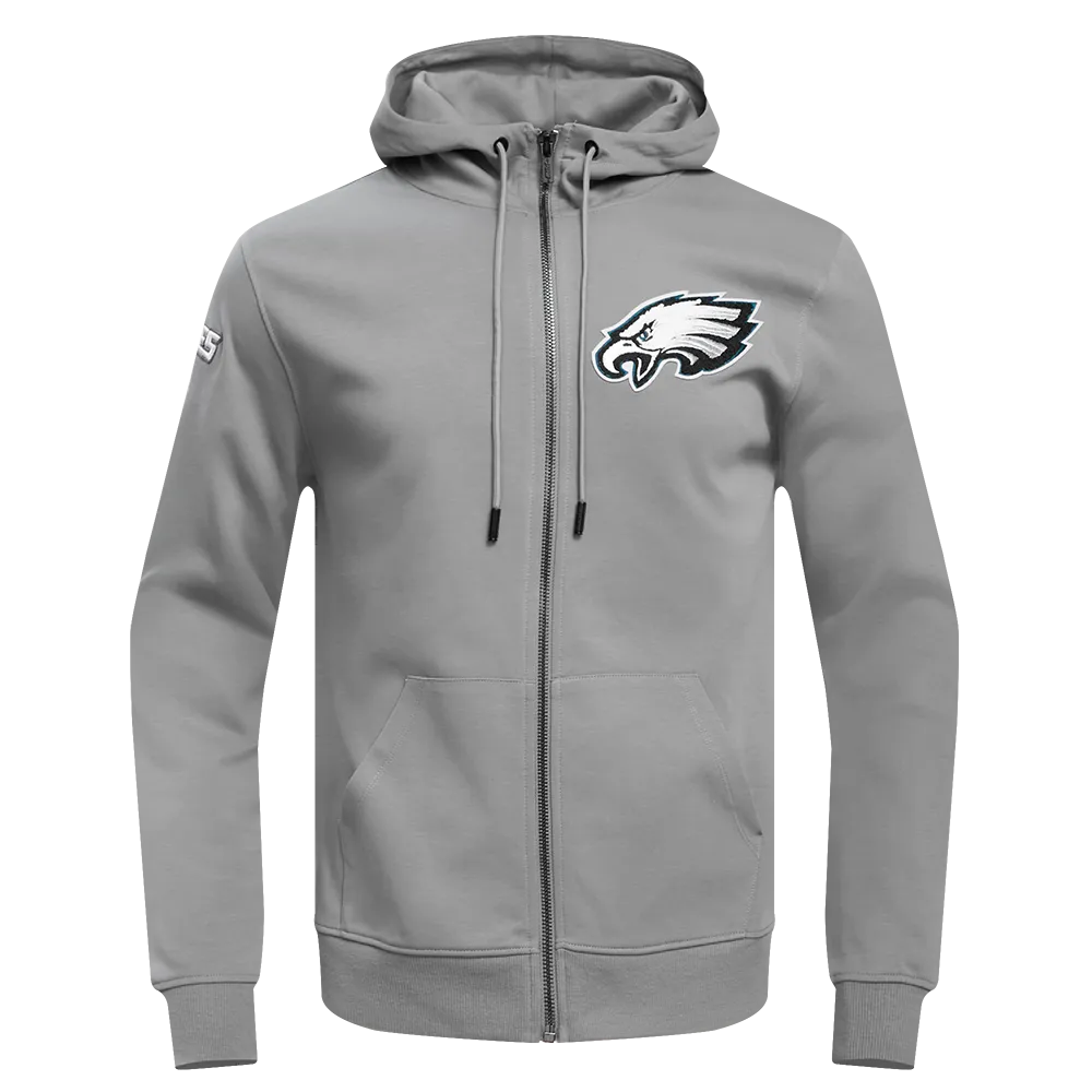 NFL PHILADELPHIA EAGLES CLASSIC CHENILLE MEN'S DK FZ HOODIE (GRAY)