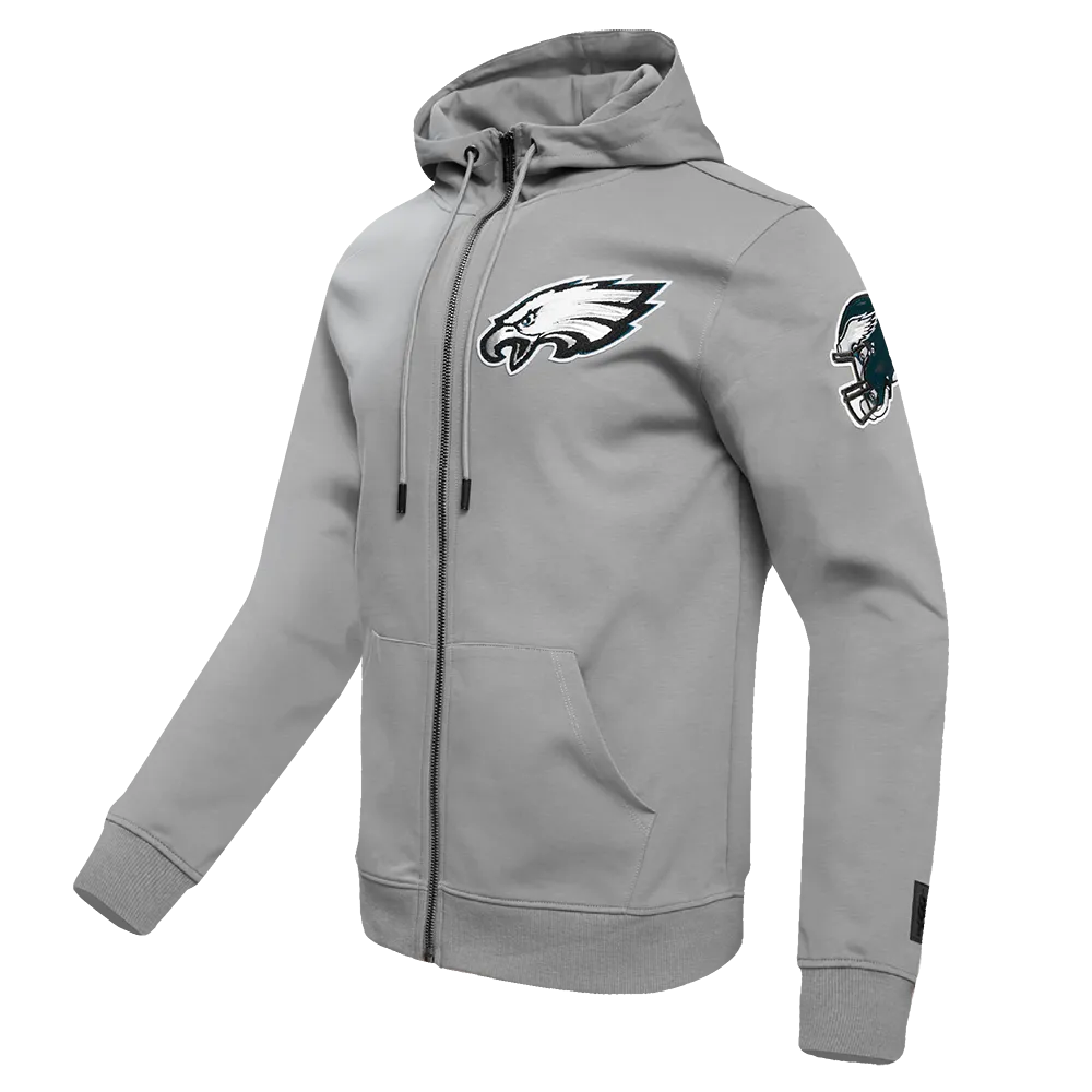 NFL PHILADELPHIA EAGLES CLASSIC CHENILLE MEN'S DK FZ HOODIE (GRAY)