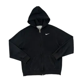 NIKE Classic Embroidered Mini Swoosh Logo Black Zip Hoodie