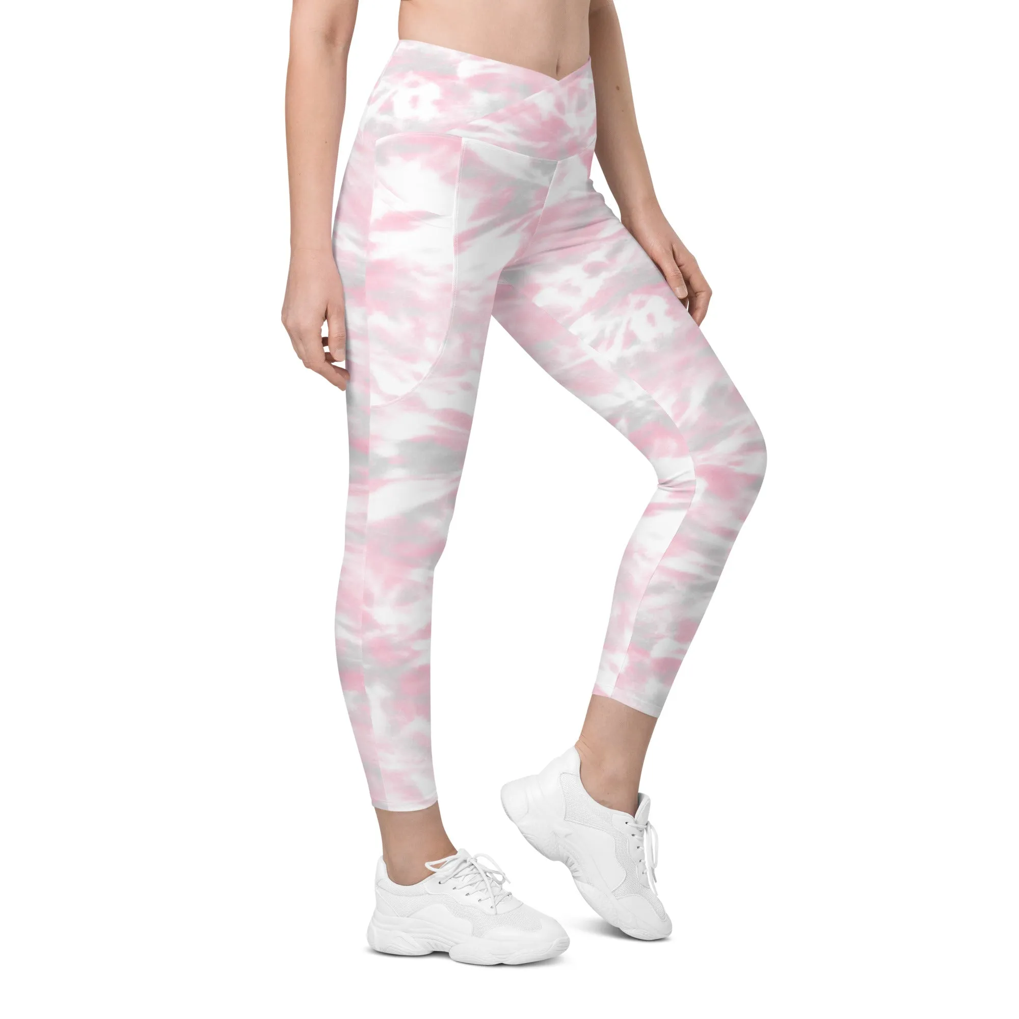 Pink Camo Crossover Leggings with Pockets, lioness-love