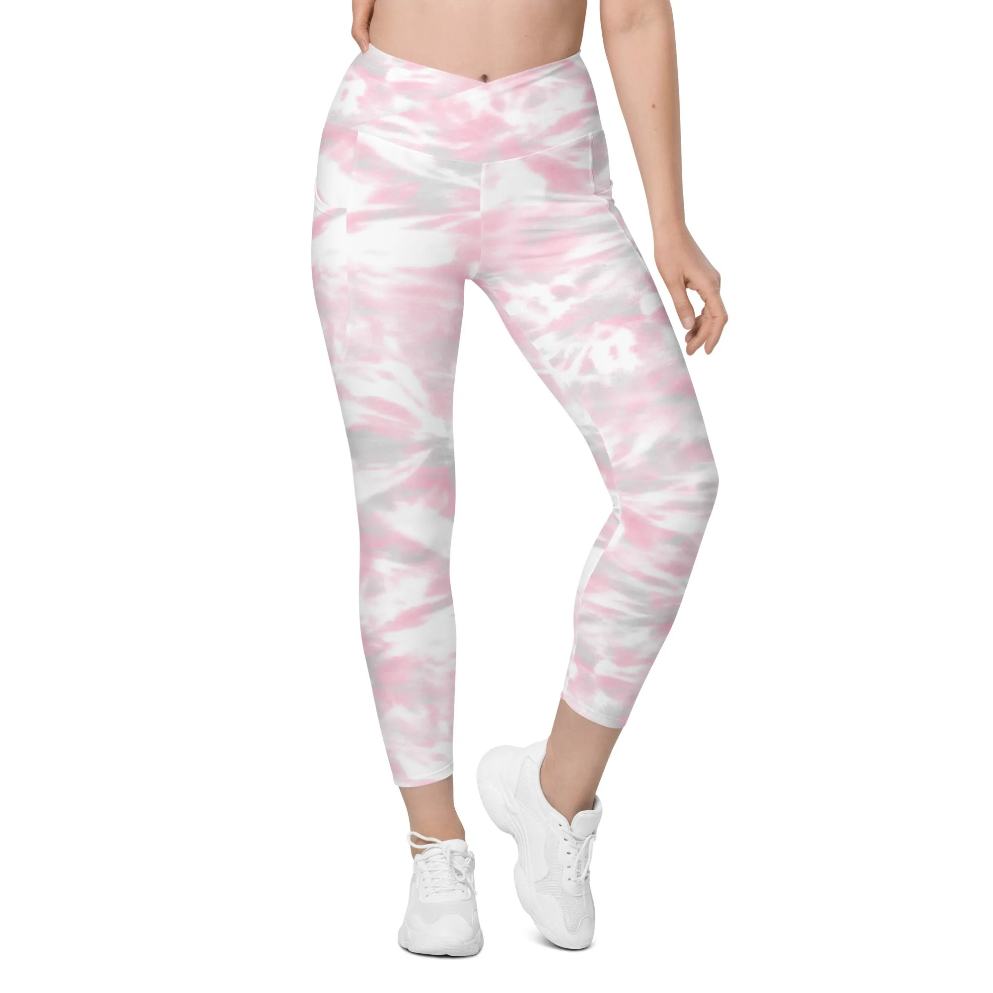 Pink Camo Crossover Leggings with Pockets, lioness-love