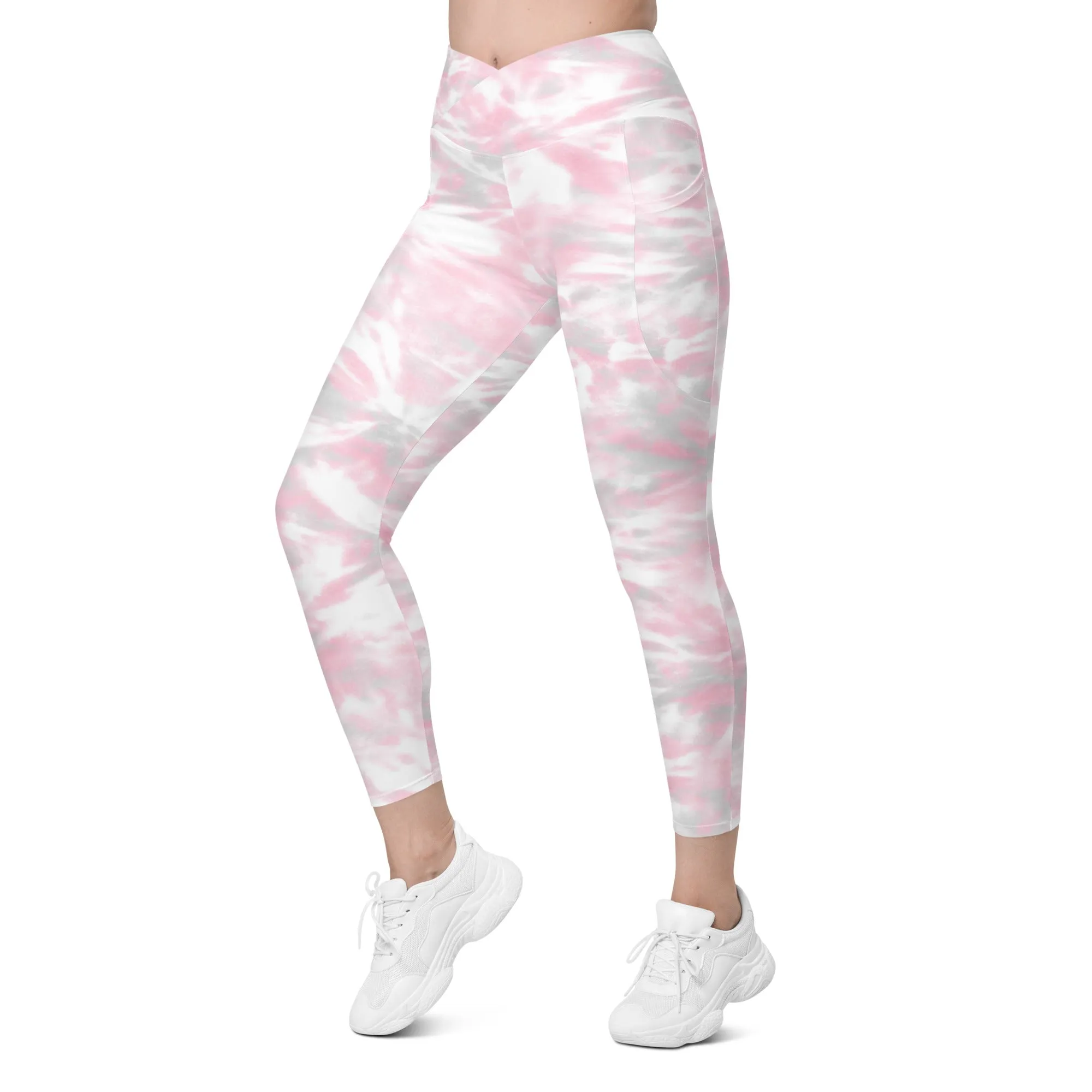 Pink Camo Crossover Leggings with Pockets, lioness-love
