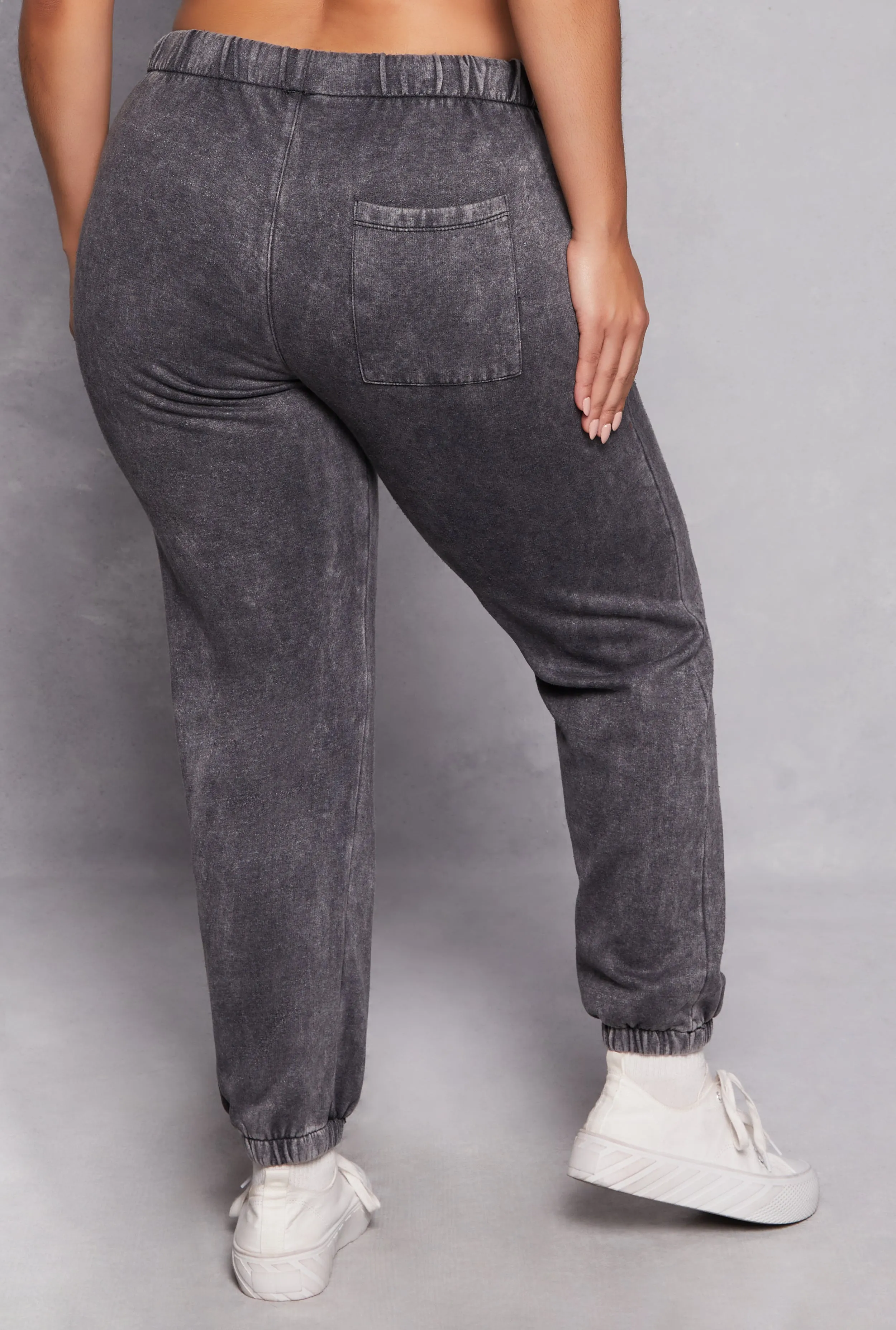 Plus Size Acid Wash High Waist Sweatpants