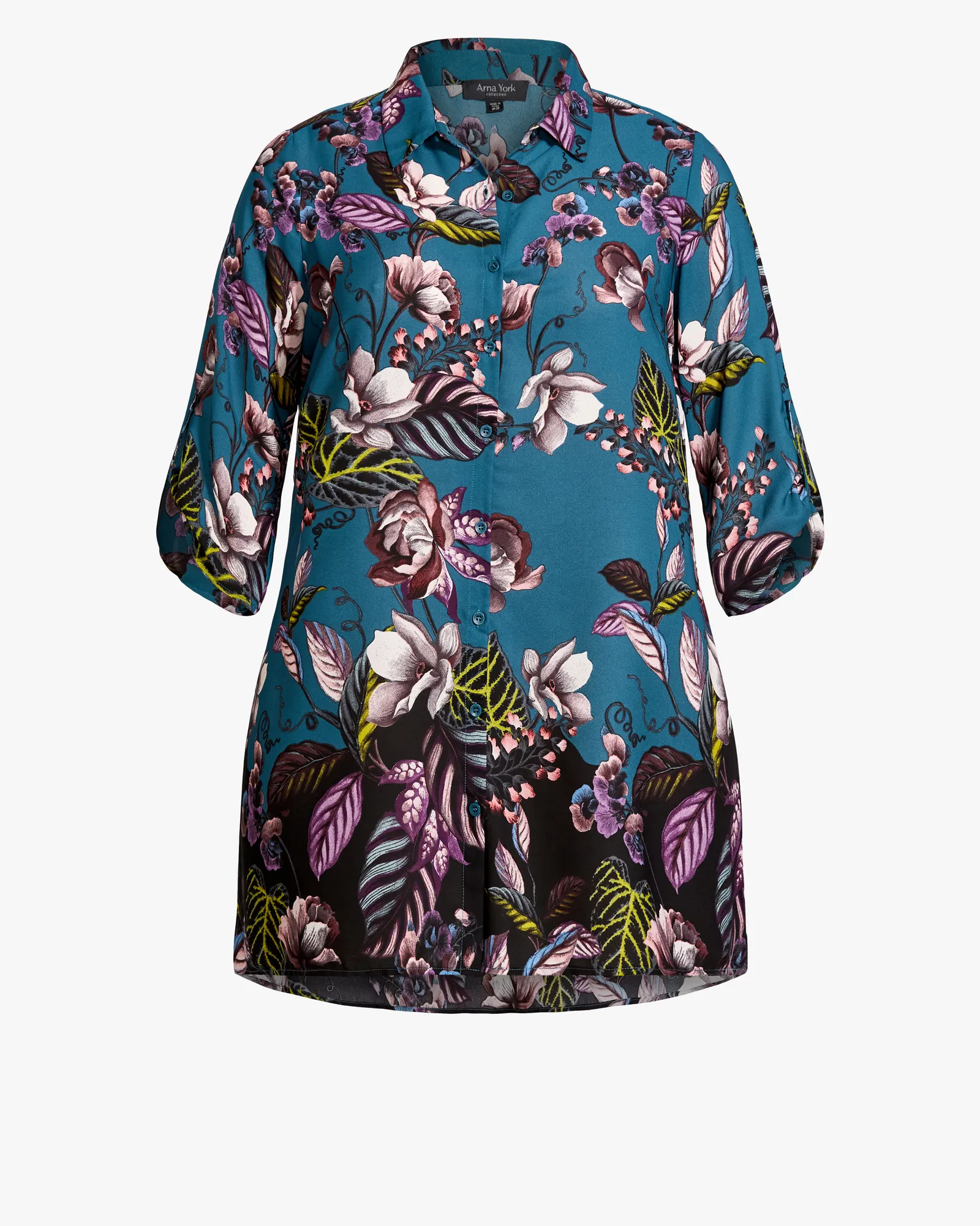Printed Popover Blouse | Azure Blue / Ivory