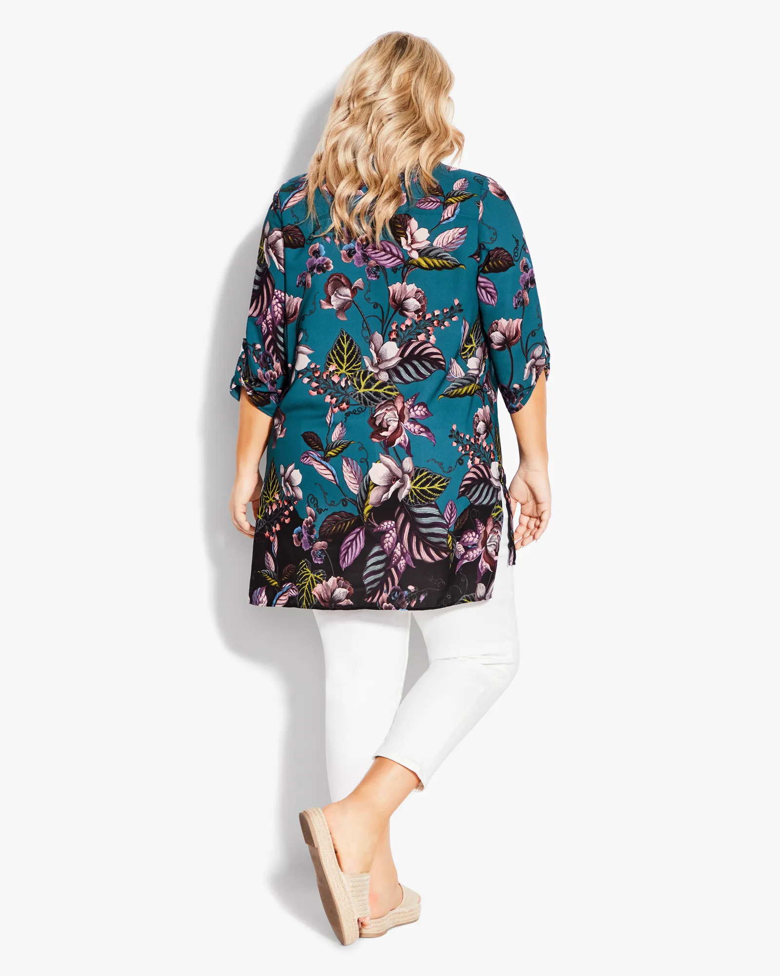 Printed Popover Blouse | Azure Blue / Ivory