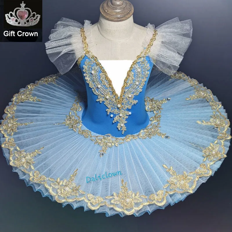 Professional Ballet Tutu Girls Blue Pink Platter Pancake Tutu Ballerina Party Dress Adult Women Child Kids Ballet Dance Costume