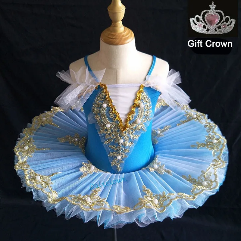 Professional Ballet Tutu Girls Blue Pink Platter Pancake Tutu Ballerina Party Dress Adult Women Child Kids Ballet Dance Costume