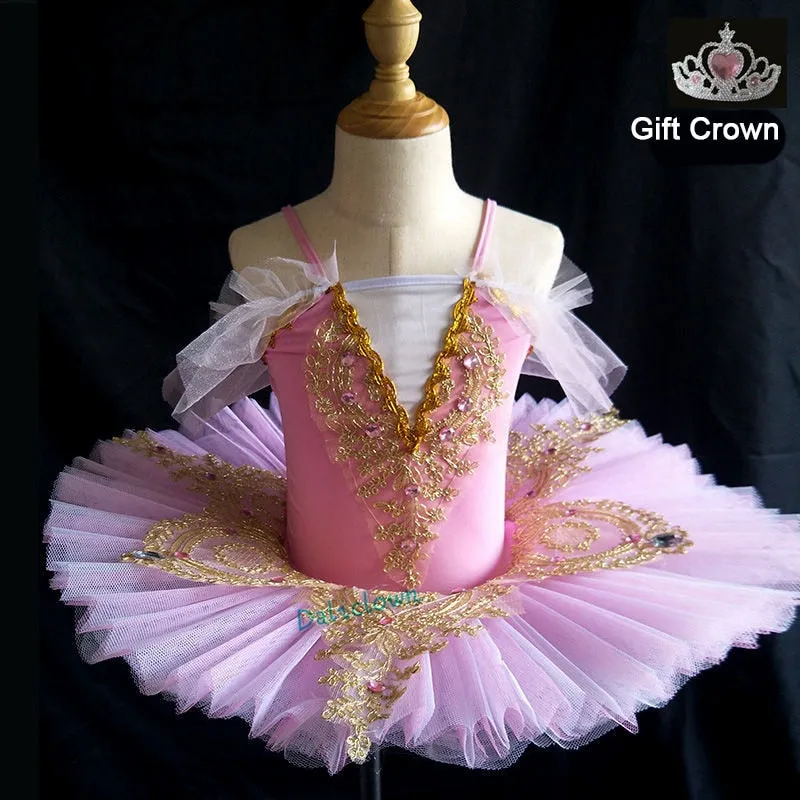 Professional Ballet Tutu Girls Blue Pink Platter Pancake Tutu Ballerina Party Dress Adult Women Child Kids Ballet Dance Costume