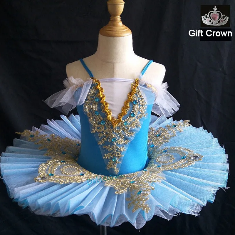 Professional Ballet Tutu Girls Blue Pink Platter Pancake Tutu Ballerina Party Dress Adult Women Child Kids Ballet Dance Costume