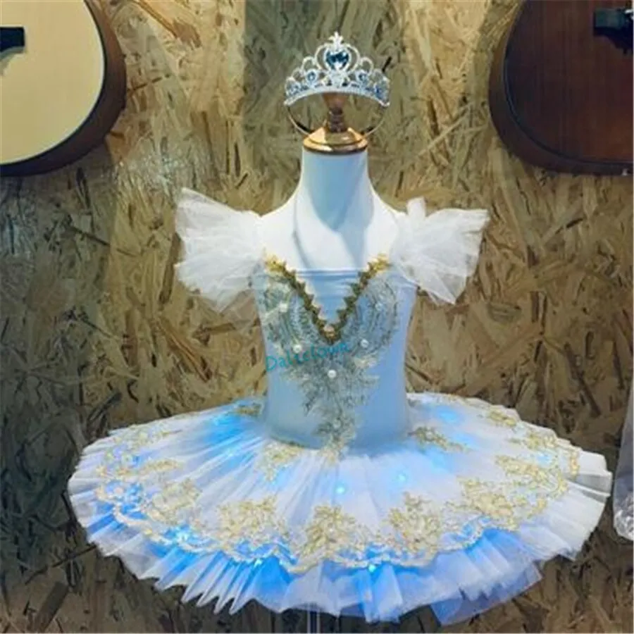 Professional Ballet Tutu Girls Blue Pink Platter Pancake Tutu Ballerina Party Dress Adult Women Child Kids Ballet Dance Costume