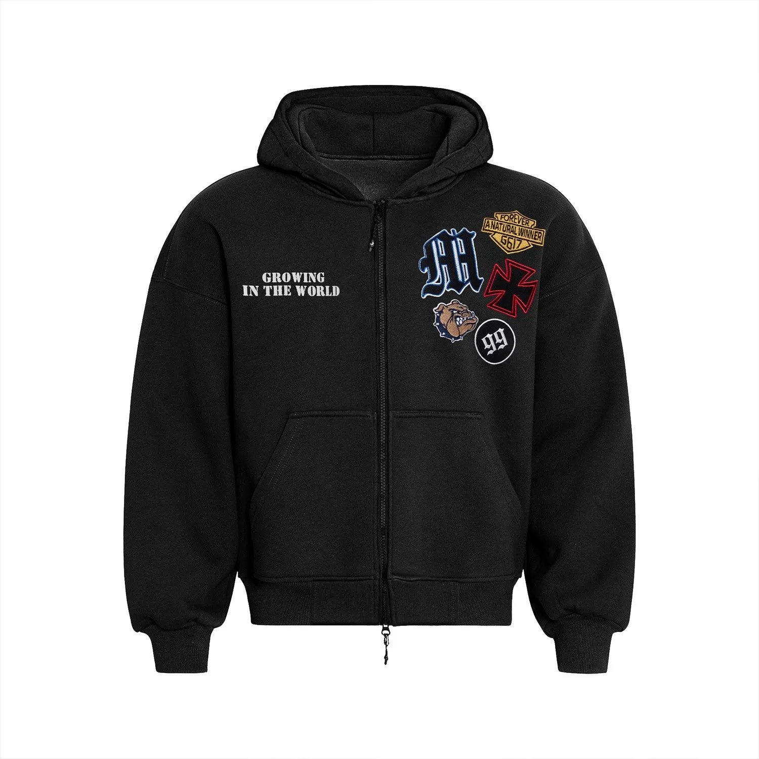 "MT99" Toxic Embroidered Cardigan Hoodie