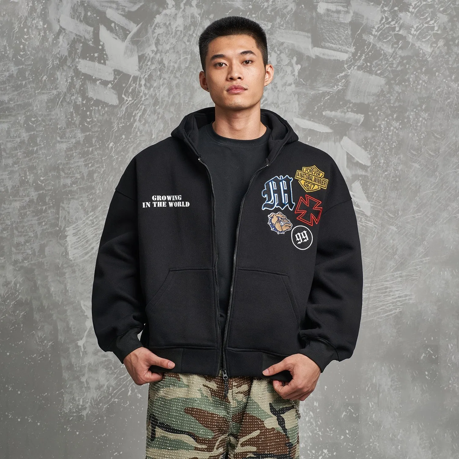 "MT99" Toxic Embroidered Cardigan Hoodie
