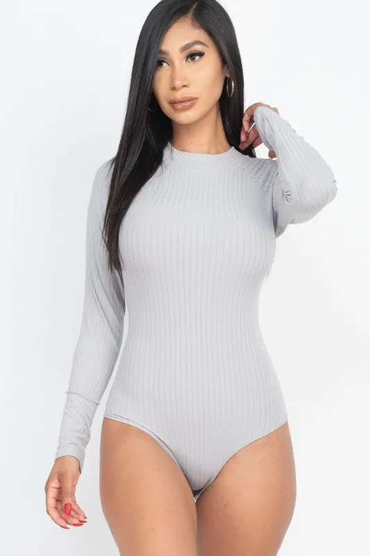 Ribbed Long Sleeve Mock Neck Bodysuit