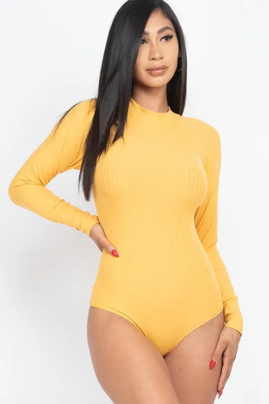 Ribbed Long Sleeve Mock Neck Bodysuit