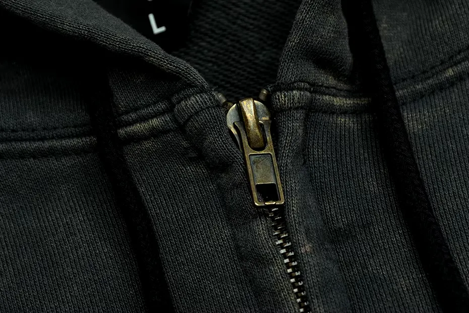 'Sandman' Rune Accent Oversized Zip-Up Hoodie